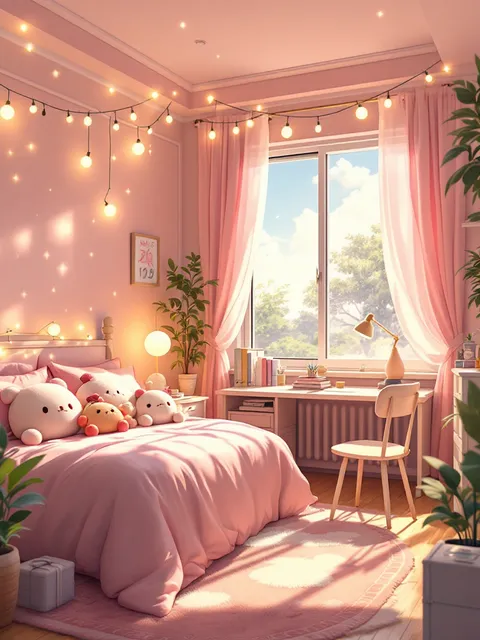 アニメ風女の子の部屋・寝室のプロンプト - AI イラスト プレビュー