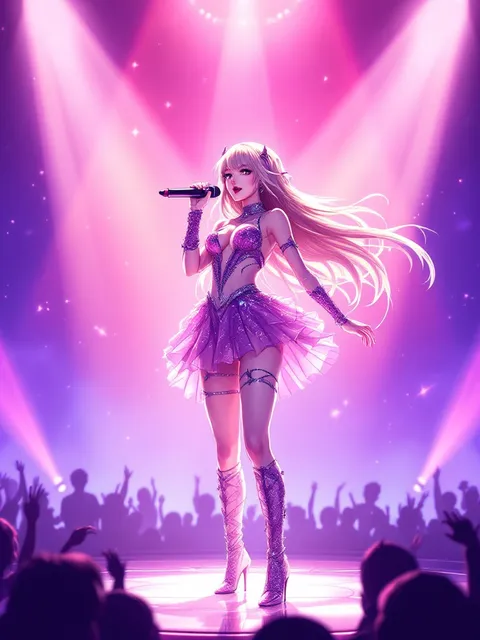 アニメ風アイドルステージパフォーマンス の作例