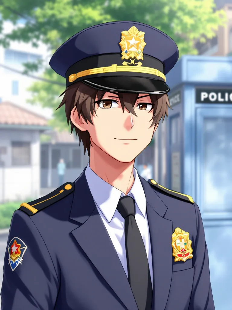 アニメ風警察官キャラ - AI イラスト サンプル