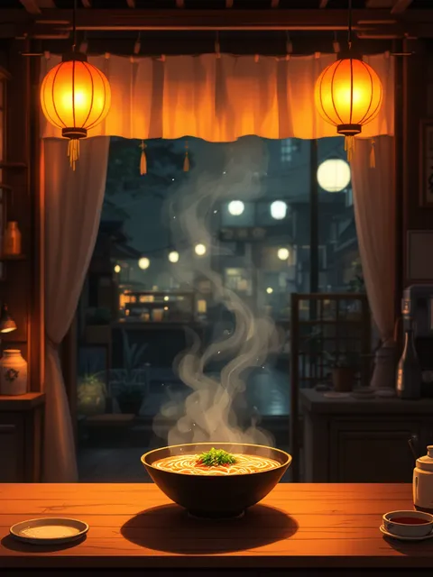 アニメ風ラーメン店の店内 の作例