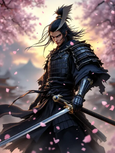 アニメ風侍 / 武士キャラクター - AI イラスト プレビュー