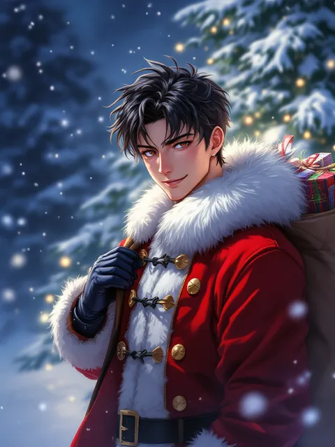 アニメ風サンタ男子・クリスマス男性キャラ の作例
